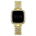 Orologio digitale LED dorato di lusso per donna con quadrante quadrato e cristalli incastonati - Oro