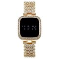 Orologio touch LED dorato di lusso da donna con cinturino in metallo decorato con strass - Oro Rosa
