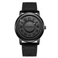 Orologio minimalista nero con sfere magnetiche, cinturino in pelle e numeri romani - Nero