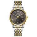 Classic silver and gold business watch for men with calendar and dark grey sunray dial - Gold Color Black