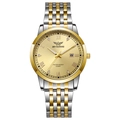 Classic men's business watch with two-tone steel strap and champagne gold sunray dial - Gold