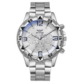 Detalle del reloj de hombre en aleación plateada con brazalete de eslabones y esfera blanca - Esfera Blanca Plateada