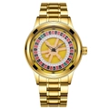 Orologio al quarzo da uomo in acciaio dorato con quadrante dal design roulette russa - Oro