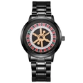 Orologio da uomo al quarzo con quadrante roulette e cinturino in metallo nero su bianco - Nero