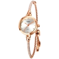 Elegant rose gold SKMEI quartz watch for women featuring rhinestone accents and metal pendants - Silver Dial