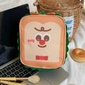 Cute toast sandwich makeup bag with plush fabric and vibrant orange zipper closure - Toast Style (15*9*18cm)