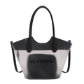 Borsa tote in PVC smerigliato con manico in pelle nera e custodia interna con zip - Nero Trasparente