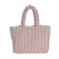 Sac fourre-tout en peluche rose avec texture douce et poignée à bulles élégante - Rose