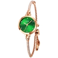 Schlanke Armbanduhr in Roségold für Damen mit luxuriösem smaragdgrünem Sonnenstrahl-Zifferblatt - Grün