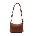 Minimalist brown dumpling shoulder bag with vintage faux leather texture and knotted strap - Brown