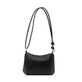 Minimalist black PU leather crossbody square bag with stylish knot detail on shoulder strap - Black