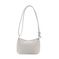 White leather crescent underarm bag with silver zipper and knotted shoulder strap - White
