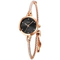 Rose gold SKMEI women's bracelet watch with a black dial and sparkling crystal accents - Black