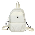 Zaino bianco leggero e versatile con trama a pieghe e tasche laterali con coulisse - Bianco