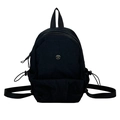 Zaino versatile in nylon nero con tasca frontale e scomparti laterali con coulisse - Nero