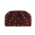 Elegante pochette a nuvola bordeaux con pieghe, borchie dorate e trama leopardata - Rosso