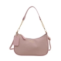 Borsa a tracolla rosa in trama intrecciata con catena dorata e logo per donna - Rosa