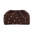 Borsa a nuvola retrò leopardata marrone con borchie dorate e trama a pieghe trendy - caffè