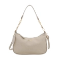 Elegante borsa a mezzaluna bianco sporco con trama intrecciata e catena dorata - Bianco