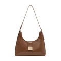 Braune Vintage-Hobo-Tasche aus glattem Kunstleder mit goldener Schnalle und schmalem Gurt - Braun
