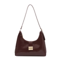 Minimalistische weinrote Hobo-Tasche aus glänzendem Lackleder mit goldener Schnalle - Rot