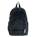 Sac à dos mignon en velours côtelé noir à imprimé panda avec grande poche frontale - Gris