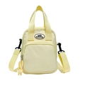 Cute light yellow small crossbody square bag with adjustable strap and smile label - Yellow