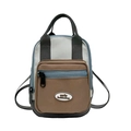 Mini bolso bandolera multicolor con parche smile fashionbag y cremallera azulada - Caqui