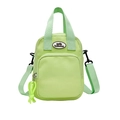 Light green large capacity canvas tote bag with transparent window and adjustable strap - Green