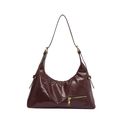 Borsa tote in vernice bordeaux lucida con cerniera dorata e tracolla regolabile - Rosso