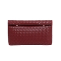 Minimalist deep red woven PU leather clutch bag with elegant Intrecciato texture - Red