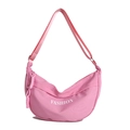 Pink crescent moon crossbody bag with FASHION print and adjustable shoulder strap - Pink