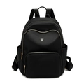 Grand sac à dos noir pour femme avec plusieurs compartiments et zips dorés élégants - Noir