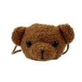Cute teddy bear plush crossbody bag for kids featuring soft brown faux fur and strap - Brown
