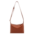 Brown leather large tote bag with zipper and adjustable strap for daily commute - Tan