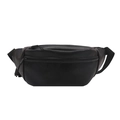 Fashionable black PU leather crossbody chest bag with adjustable strap and pebble texture - Black