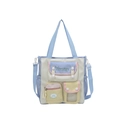 Borsa a tracolla scolastica color pastello con tasche multiple e tracolla regolabile - Blu