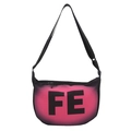 Gradient pink and black shoulder bag with FE letter print and adjustable wide strap - Pink