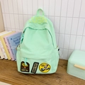 Sac à dos scolaire vert menthe avec écusson USH et badges d'ours brodés mignons - Avec Pendentif / Vert