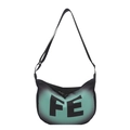 Fashionable black and green gradient crescent crossbody bag with FE letter print - Green