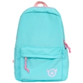 Minimalist light blue and pink school backpack for women with contrast zip details - Blue