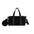 Bolso cilíndrico de nailon negro con mini monedero desmontable y correa para el hombro - Negro