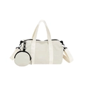 Bolso deportivo cilíndrico de nailon blanco con monedero y correa ajustable en fondo blanco - Blanco Roto