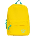 Bright yellow canvas backpack with sky blue zippers and handles in a two-pocket design - Yellow