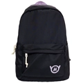 Minimalist black canvas backpack with purple webbing handle and M logo detailing - Black