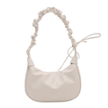 Stijlvolle geplooide hobo-tas van crèmewit PU-leer met zachte strikdetails - Wit