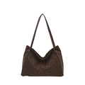 Grand sac cabas à imprimé léopard en similicuir marron avec de longues bandoulières - café