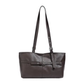 Grand sac cabas rétro café foncé avec boucle métallique et bandoulière réglable - café
