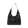 Bolso hobo minimalista en ecopiel negra con hebilla plateada y correa de hombro - Negro