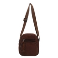 Borsa a tracolla minimalista in velluto a coste marrone scuro con tracolla regolabile - Marrone